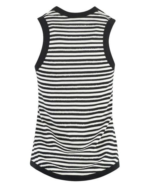 Saint Laurent Black Logo Striped Cotton-Blend Tank