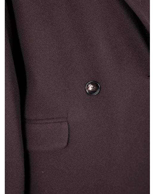 Tagliatore Purple Double-Breasted Wool Coat