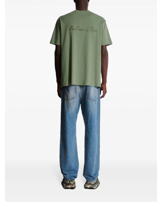 Camiseta Logo Algodón Balmain de hombre de color Green