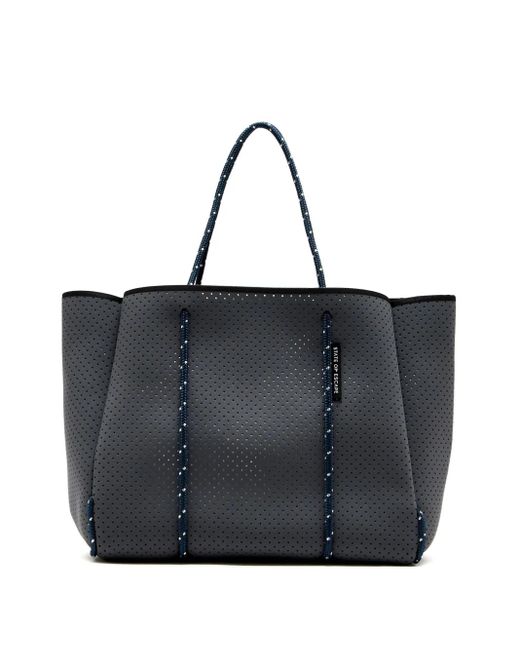 STATE OF ESCAPE Black Flying Solo Perforated Rope-Trimmed Tote Bag