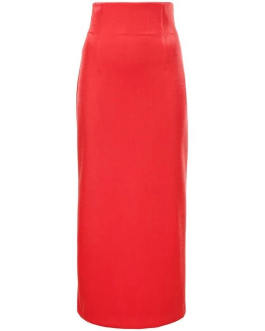 Philosophy Di Lorenzo Serafini Red Velvet Midi Pencil Skirt