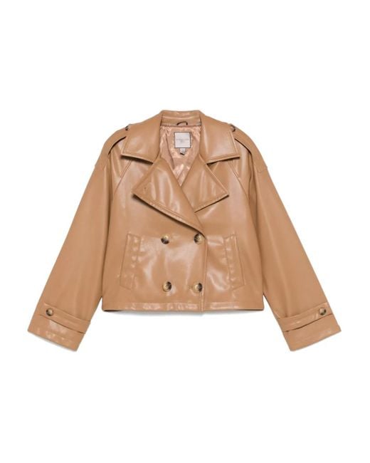 Urbancode Faux-Leather Jacket in Natural | Lyst