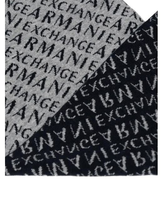 ARMANI EXCHANGE White Logo-Pattern Scarf for men