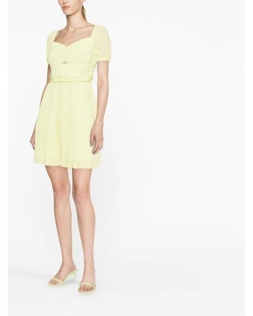 Self-Portrait Yellow Lime Chiffon Mini Dress