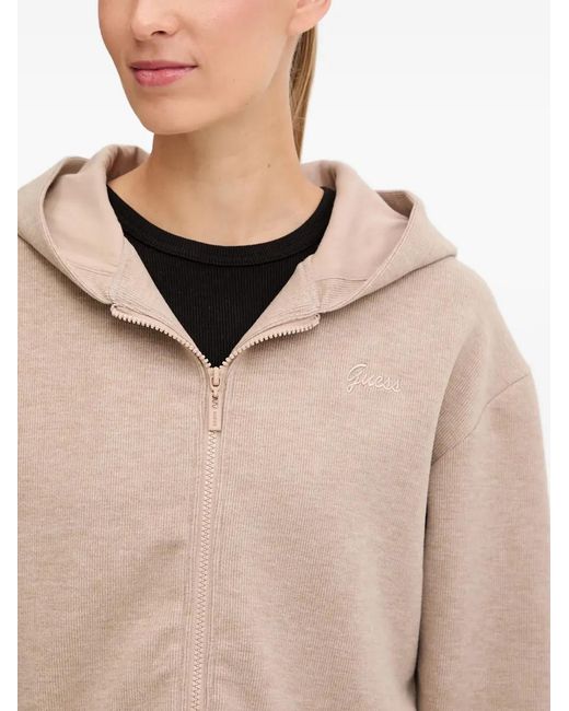 Guess Natural Stripe-Sleeve Hooded Hoodie