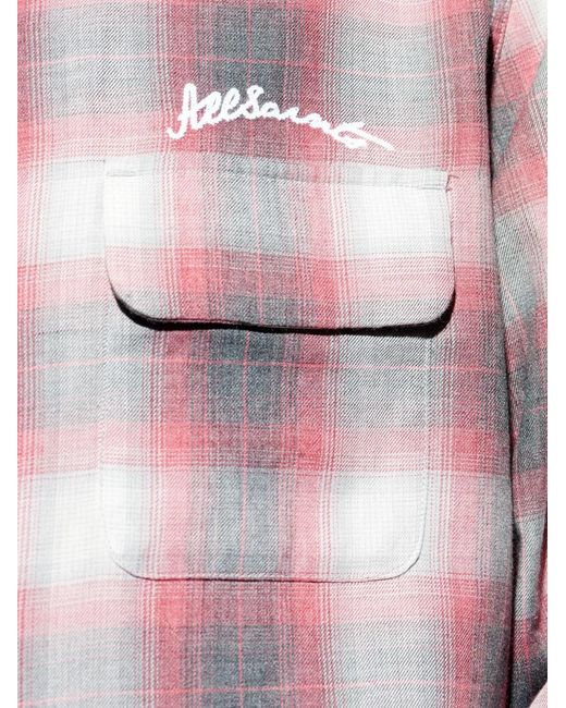 AllSaints Pink Shams Plaid Pocket Shirt for men