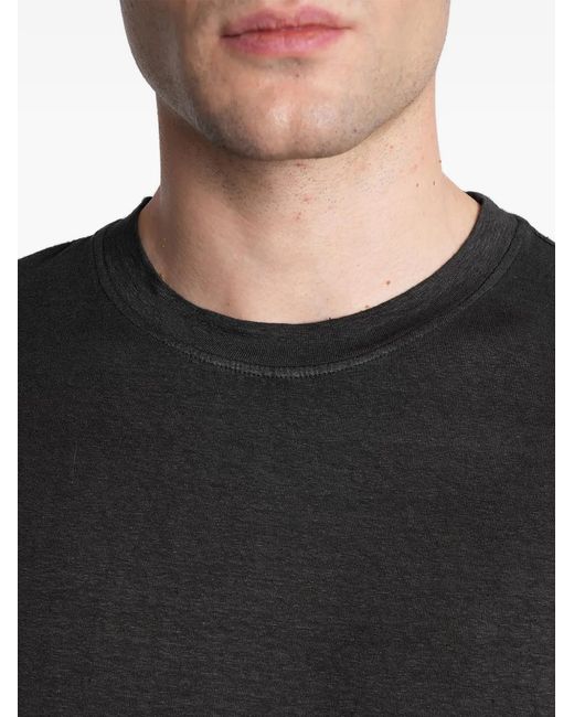 Roberto Collina Black Short-Sleeve Crewneck Linen T-Shirt for men