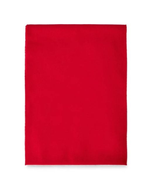 Jil Sander Red Fringed Logo-Patch Scarf