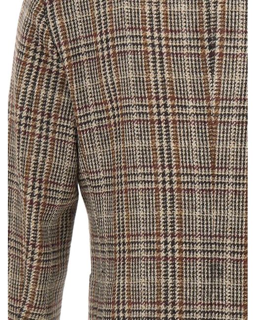 Tagliatore Brown Single-Breasted Houndstooth Blazer for men