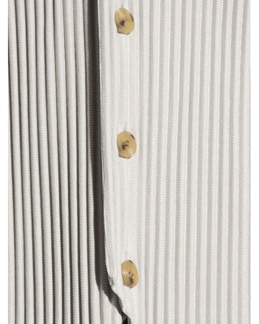 Homme Plissé Issey Miyake White Pleated V-Neck Vest for men