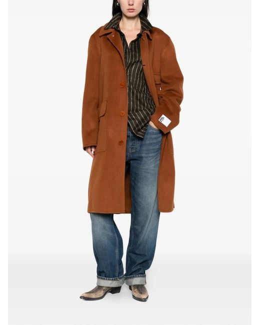 Etudes Studio Brown Button-Up Wool Coat
