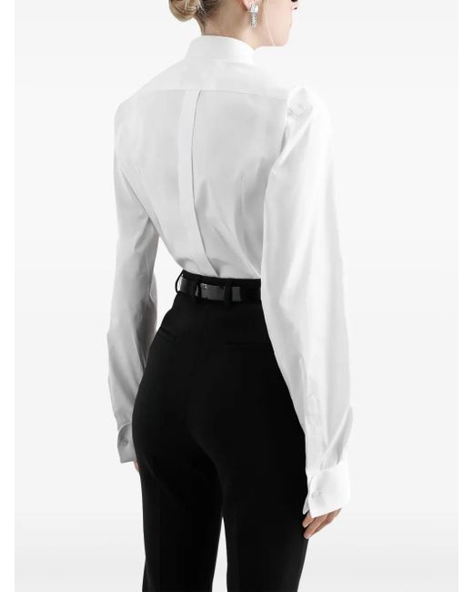 Dolce & Gabbana White Rhinestone-Embellished Shirt