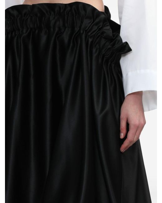 Noir Kei Ninomiya Black Gathered Satin Midi Skirt