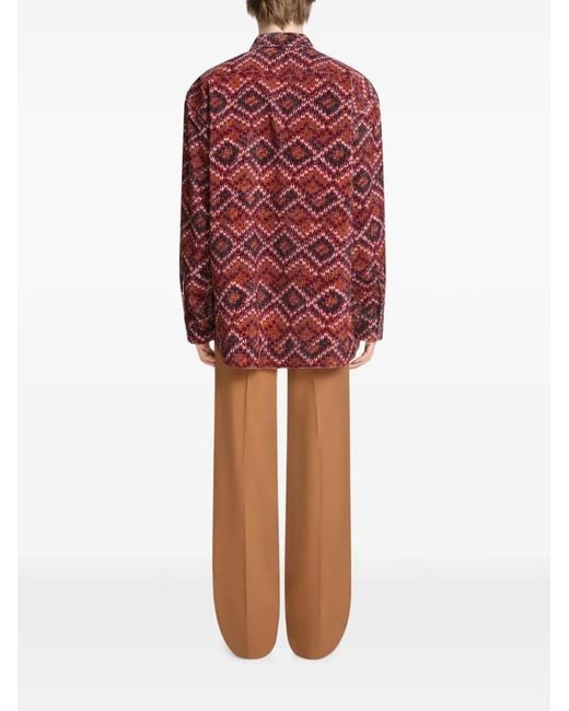 Dries Van Noten Red Printed Corduroy Shirt for men