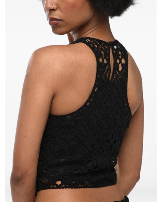 Off-White c/o Virgil Abloh Black Crochet-Knit Sleeveless Top