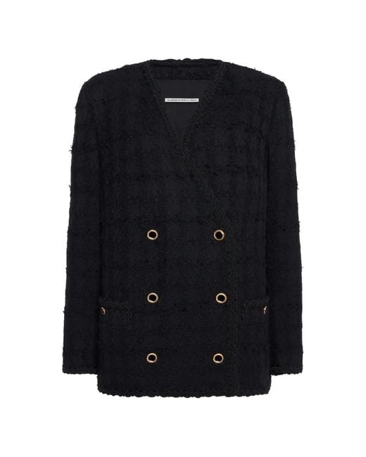 Alessandra Rich Blue Tweed Double-Breasted Jacket