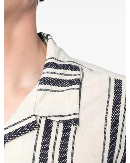 Naked & Famous White Aloha Button-Down Cotton Shirt for men