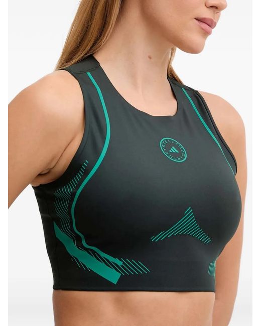 Adidas By Stella McCartney Green Logo-Detail Top