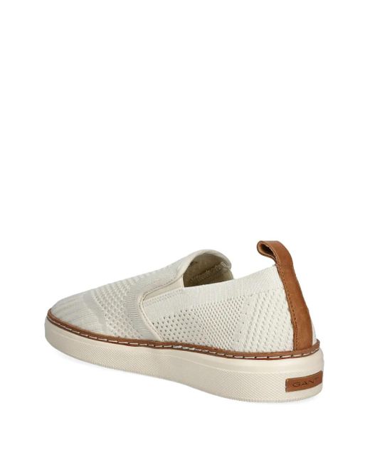 Gant White Knit Slip-On Sneakers for men