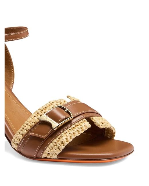 Santoni Brown Open-Toe Buckled Sandals