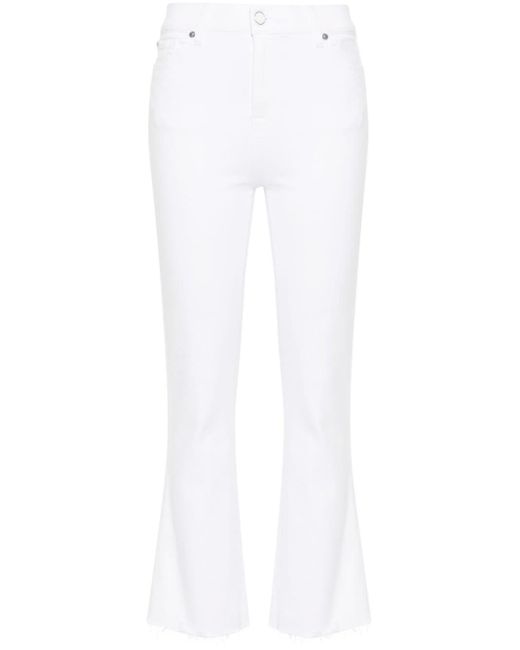 7 For All Mankind White Slim Kick Bootcut-Jeans aus Faux-Leder