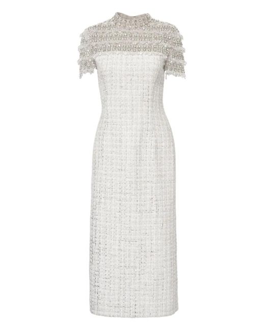 knee length dresses for ladies Women's Marquesa A-Line Cap Sleeved Tweed Midi Dress Xs/S/M/L White Mean Blvd M / White main image 0