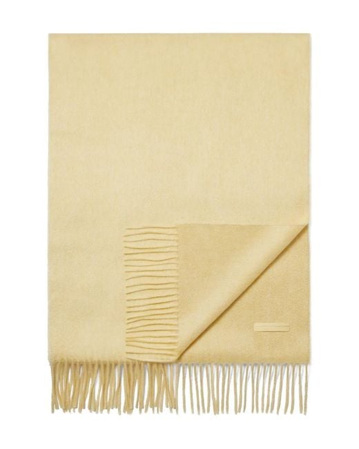 Zegna Natural Fringed Cashmere Scarf for men