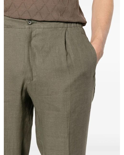 Kiton Gray Linen Tailored Trousers for men