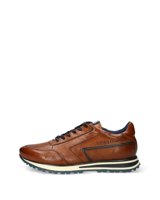 Bugatti Brown Panelled Leather Sneakers for men