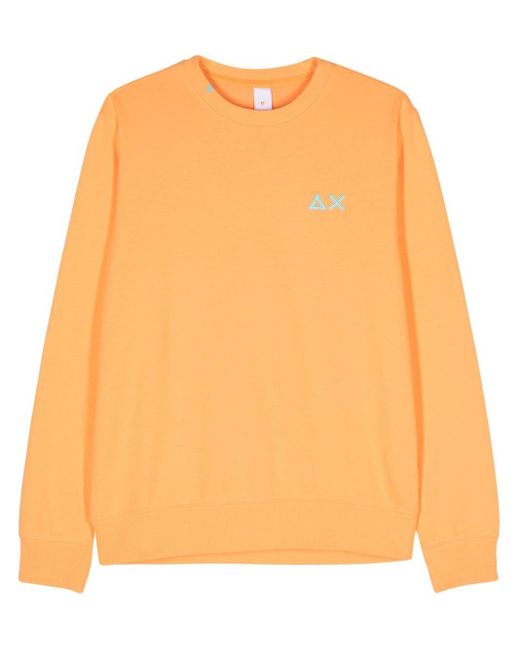Sun 68 Orange Logo-embroidered Sweatshirt for men