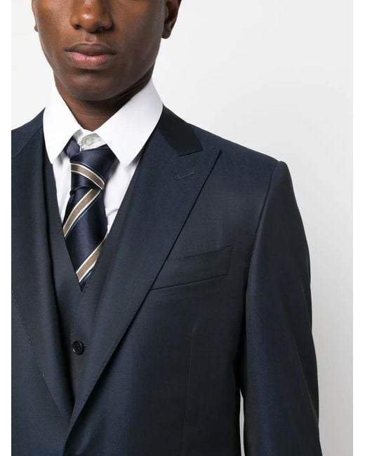 Canali Blue Single-Breasted Wool Suit for men