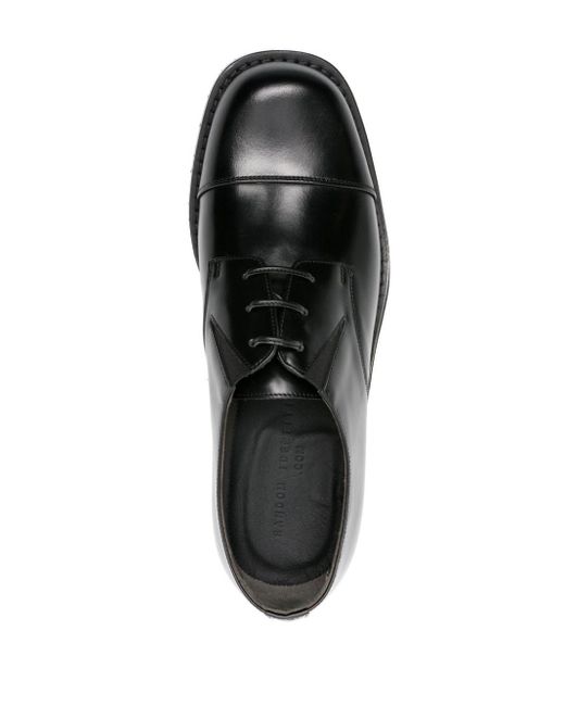 Random Identities Black Leather Derby Shoes for men