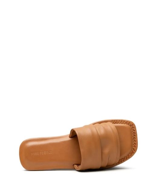 Free People Brown Evelyn Ruched Leather Sandals