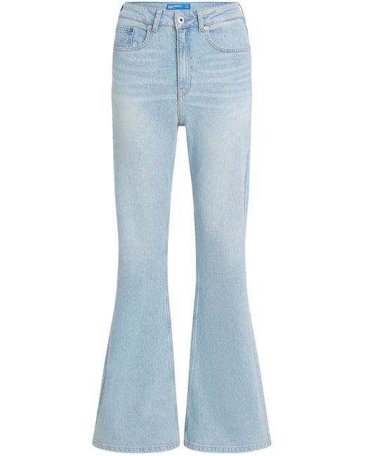Karl Lagerfeld Blue High-Rise Flared Jeans
