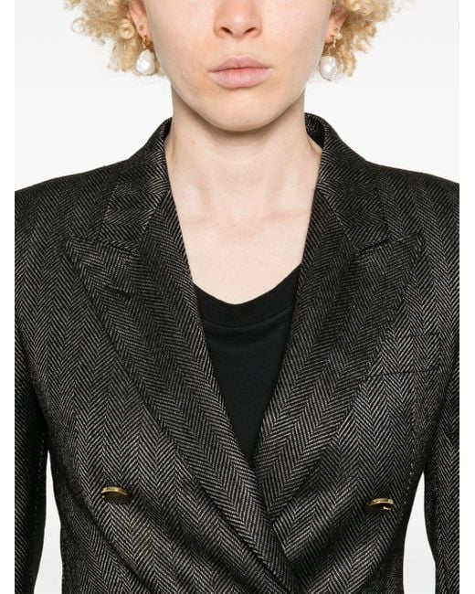 Tagliatore Black Herringbone Blazer