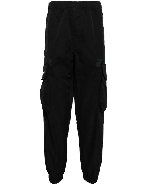 Aape By A Bathing Ape Black Logo-Appliqué Tapered Cargo Trousers for men
