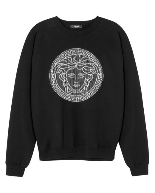 Versace Black Medusa Sliced Embroidered Sweatshirt for men