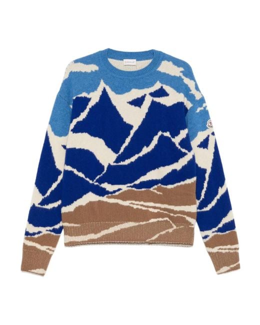 Moncler Blue Virgin Wool Sweater for men