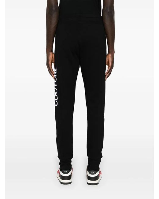 Versace Jeans Couture Black Logo-Patch Cotton Track Pants for men