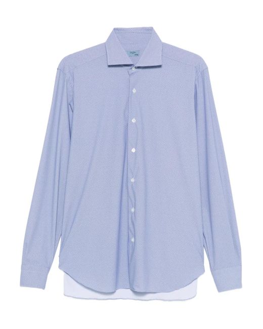 Barba Napoli Blue Pattern Button-Down Shirt for men