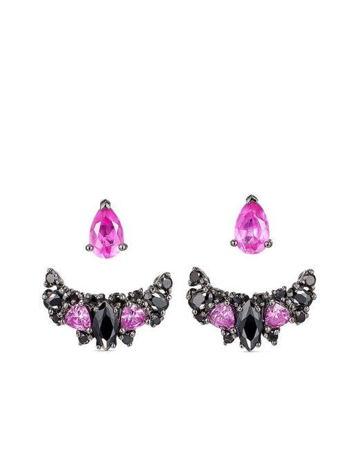 Anabela Chan Pink Rhodium Twinkle Sapphire And Diamond Earrings