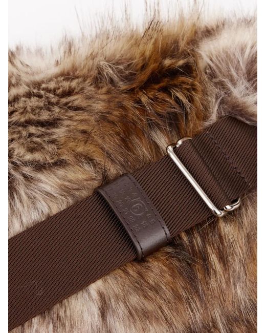 MM6 by Maison Margiela Brown Faux-Fur Belt Bag