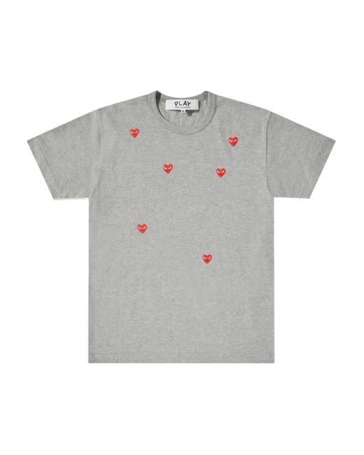 COMME DES GARÇONS PLAY Gray Heart-Print Logo T-Shirt