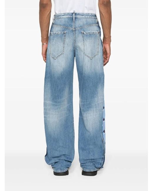 DSquared² Blue Light Tape Wide-Leg Jeans for men