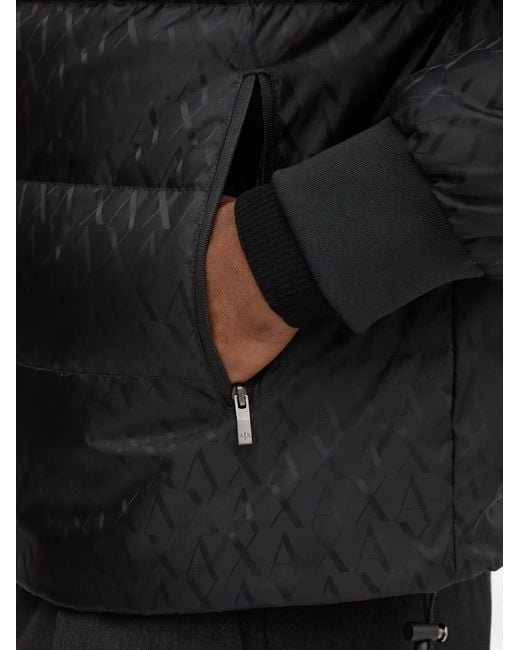 ARMANI EXCHANGE Black Monogram Pattern Jacket for men