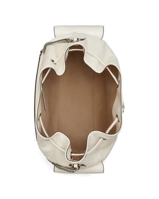 Tory Burch White Large Charlie Quilted Drawstring Shoulder Bag
