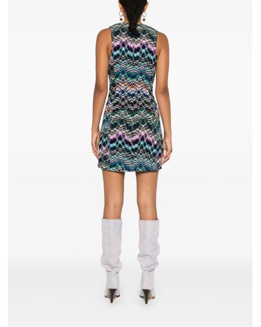 Missoni Blue Interwoven-Design Mini Dress
