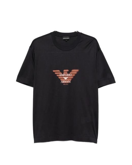Emporio Armani Black Logo-Print Short-Sleeve T-Shirt for men