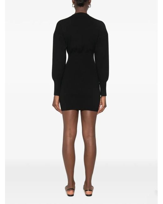 Anine Bing Black Ribbed-Knit Long-Sleeve Dress