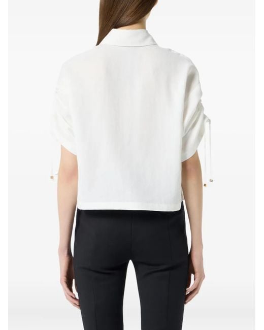 Blumarine White Cropped Button-Up Shirt